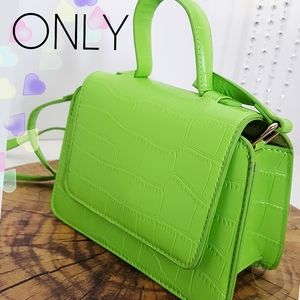 ONLY💚Green Croc Small Mini Crossbody Bag
